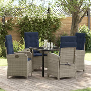 Set da Pranzo per Giardino con cuscino 5 pcs Grigio polyrattan