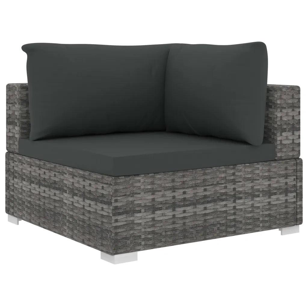 Set Divani da Giardino 4 pz con Cuscini in Polyrattan Grigio 46779