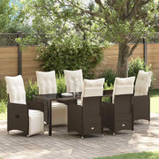 Set da Pranzo per Giardino con cuscino 7 pcs Marrone polyrattan 3379672