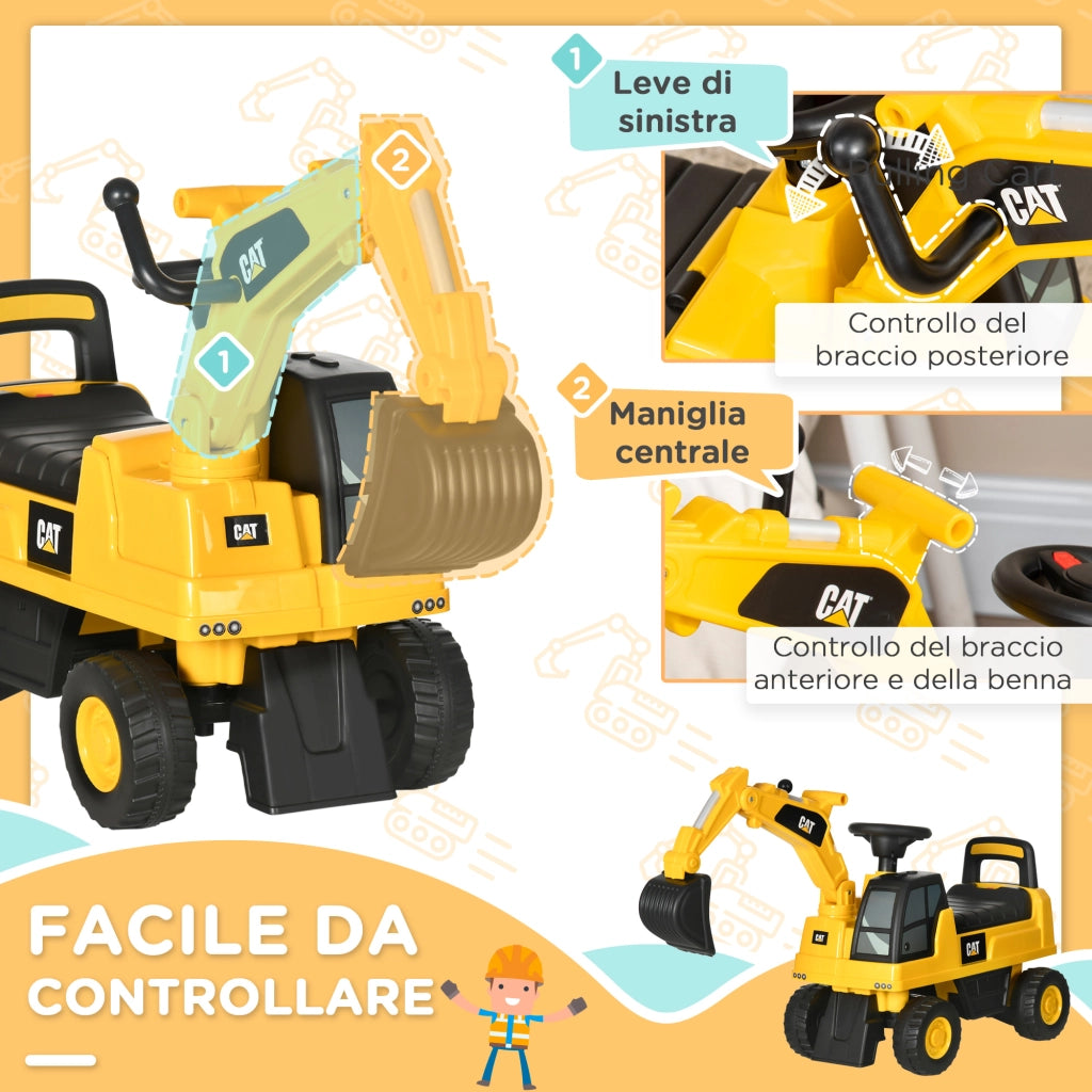 Ruspa Giocattolo per Bambini con Escavatore e Contenitore ¨C Minimal ¨C Giallo