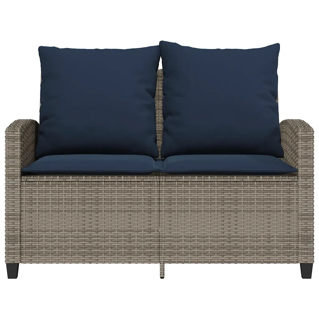 Divano da Giardino a 2 Posti Cuscini&Tavolo Grigio Polyrattan 4103852