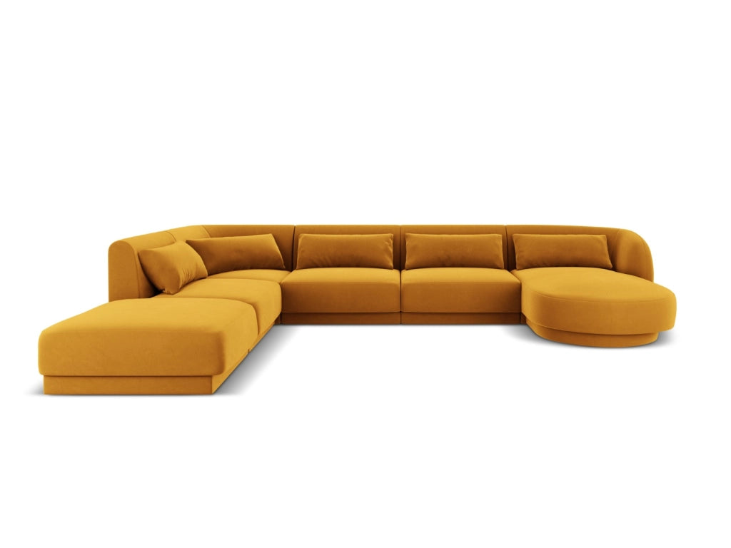Cosmopolitan Design - Divano panoramico sinistro "Tulum" 6 posti in velluto giallo 