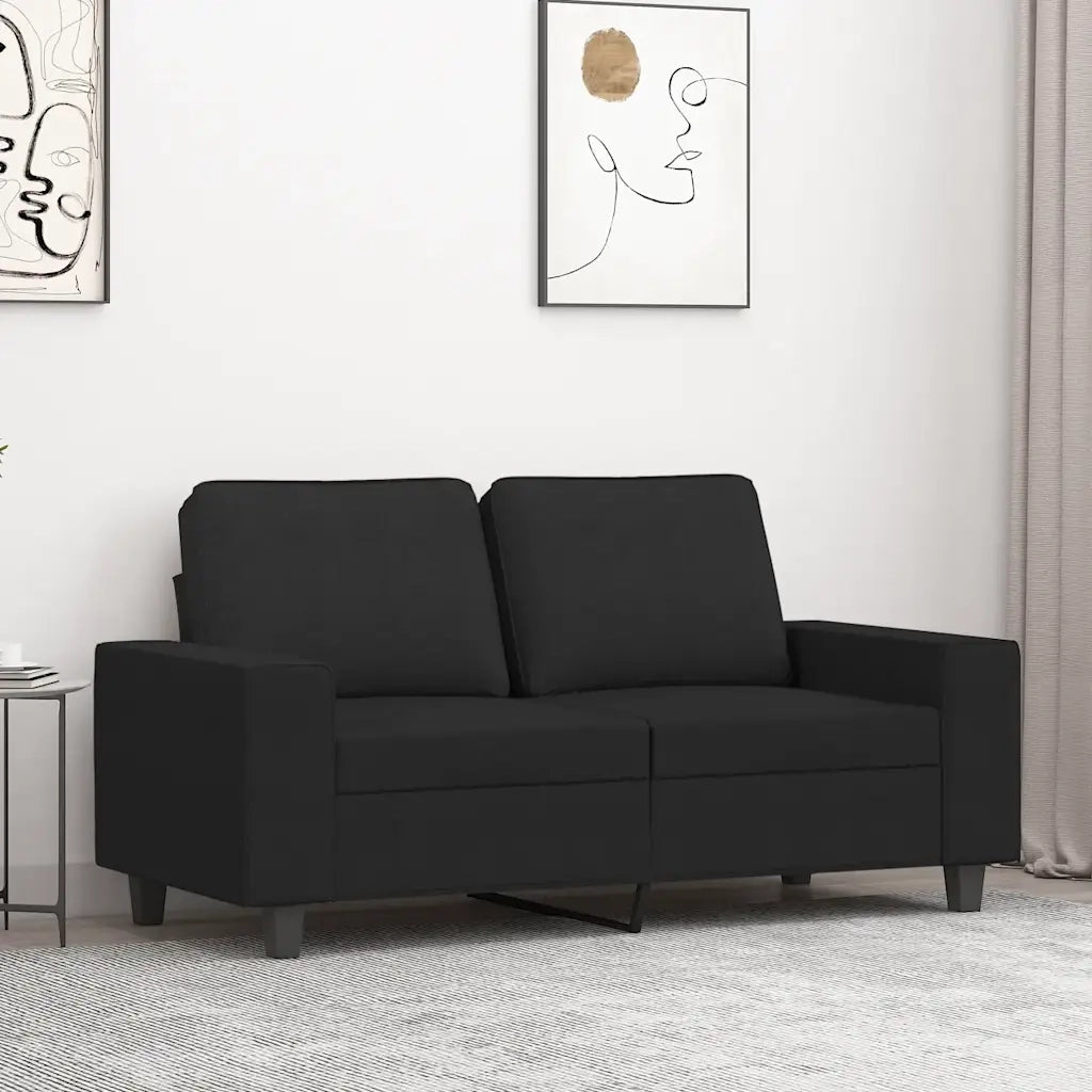 Divano a 2 Posti-Sofa 2 Posti Nero 120 cm in Tessuto 121268
