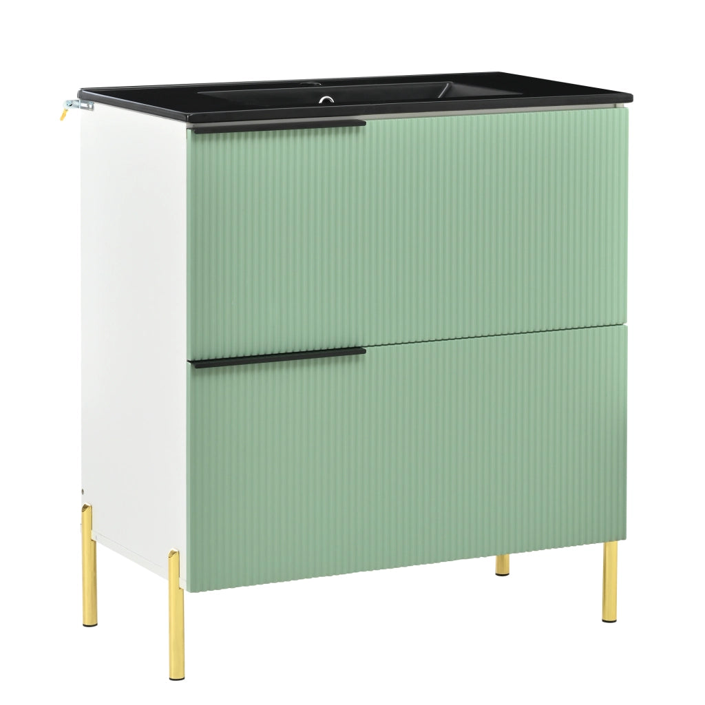 Mobile Sottolavabo con Lavabo in Ceramica e Cassetti ¨C MINIMAL ¨C Verde