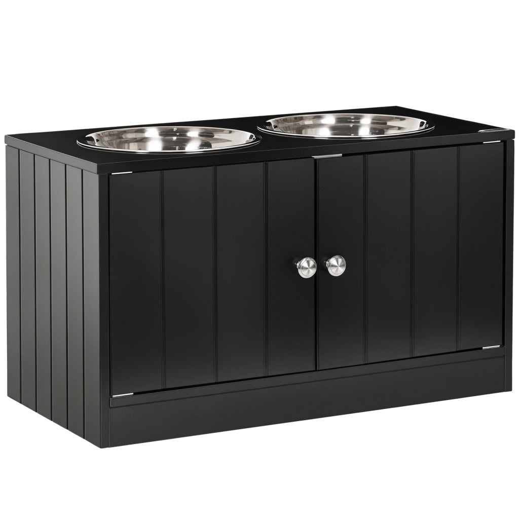 Ciotola per Cani Rialzata con Contenitore ¨C Minimal ¨C Nero 60x30x35.5cm