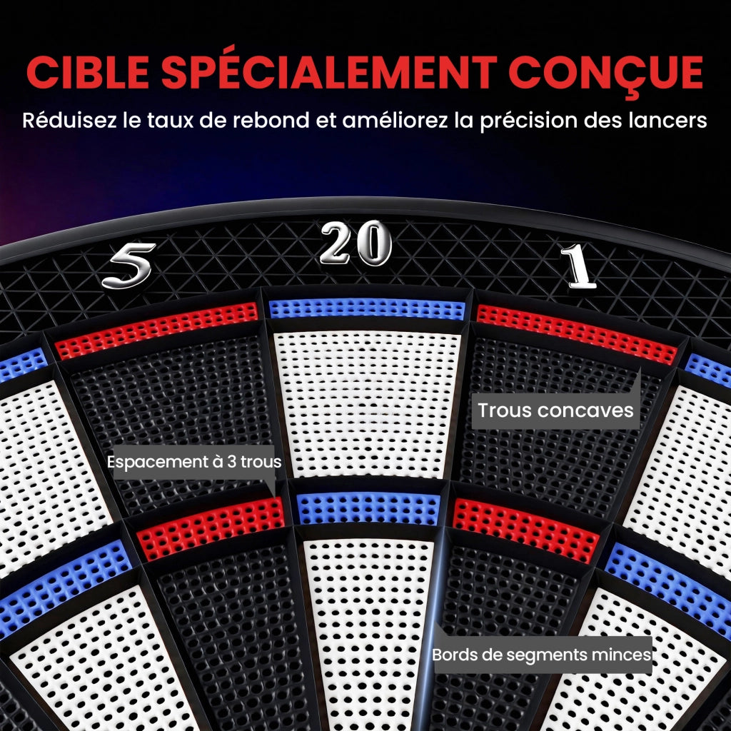 Gioco di freccette elettronico con punte morbide ¨C zephmum ¨C 2 schermi LED, 33 giochi, 8 giocatori