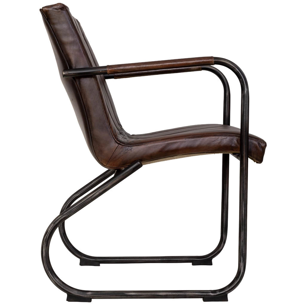 Poltrona in pelle marrone 50x56x87h cm