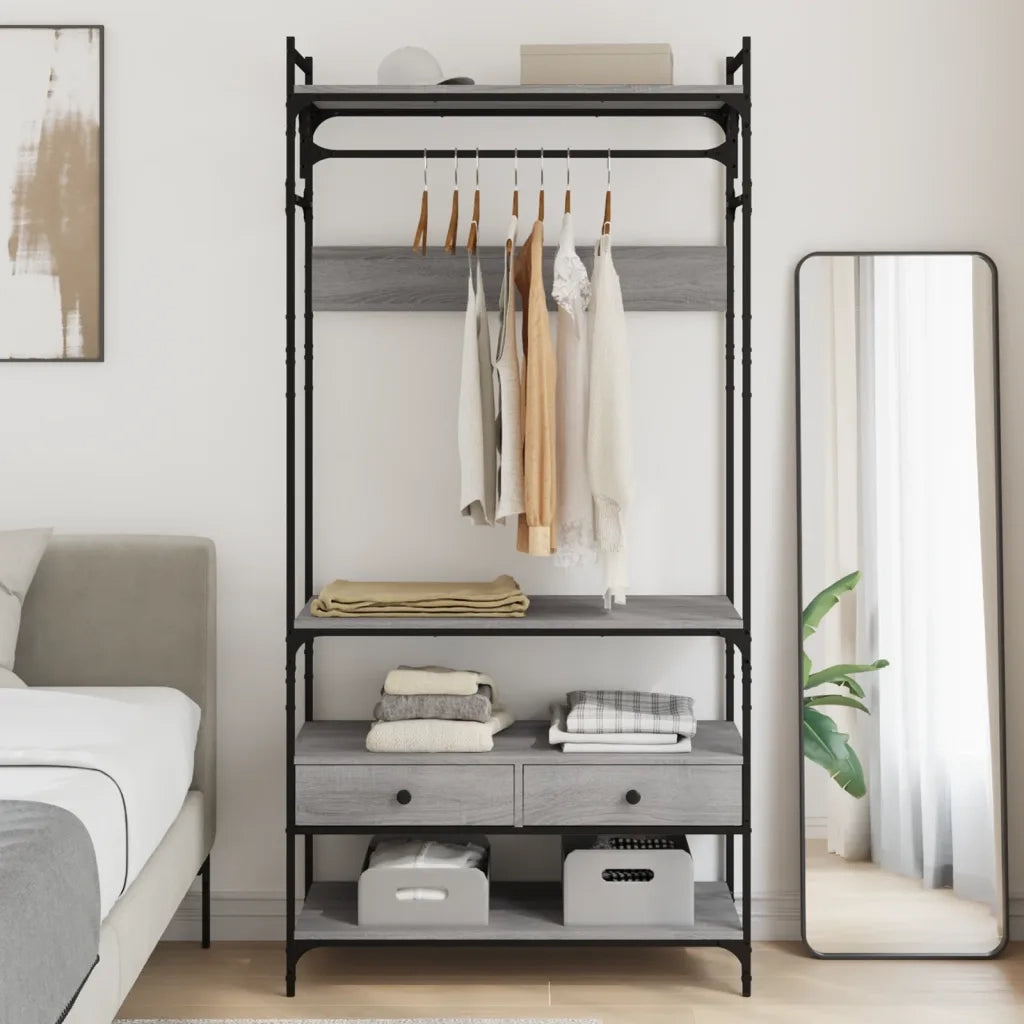 Armadio Cassetti Grigio Sonoma 89x39x184,5 cm Legno Multistrato 838956