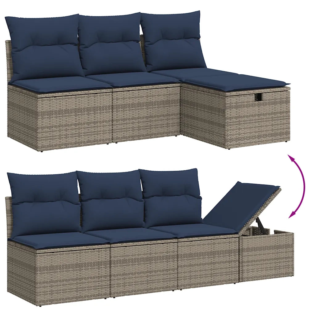 Set Divani da Giardino 9 pz con Cuscini Grigio in Polyrattan 3275191