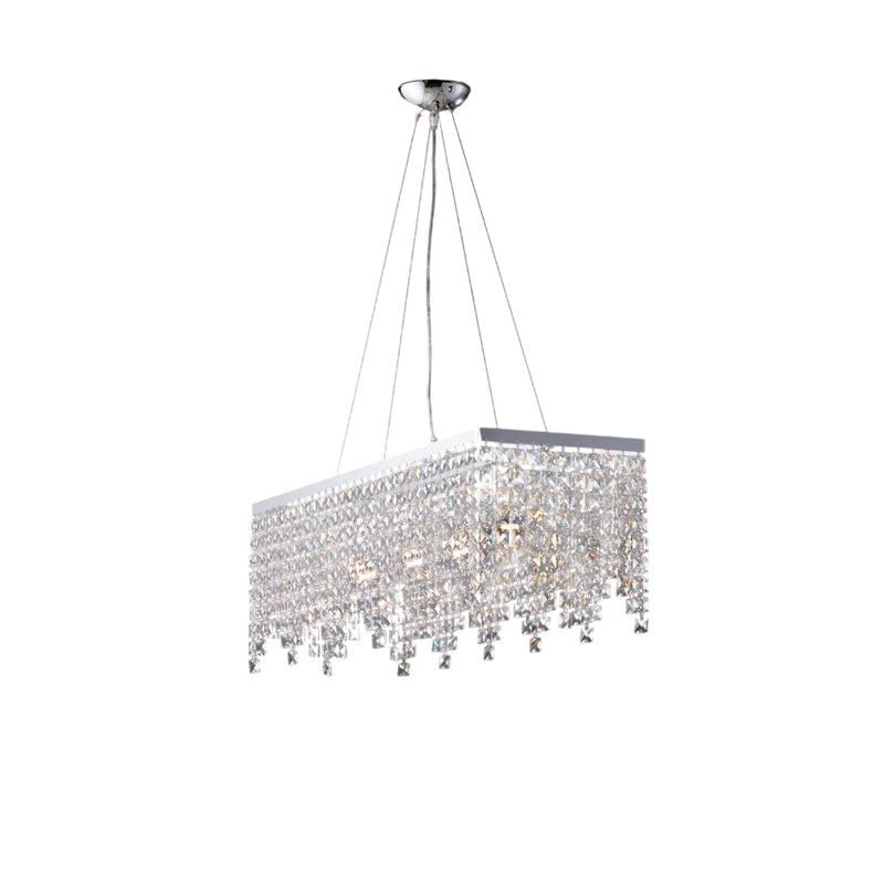 Penelope Sospensione in ottone e ferro cromato 4 luci con strass  L.71 X 30 BL31-4-CR