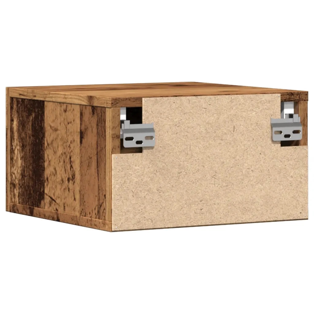 Set di 2 Comodini | Armadio da Notte | Mobiletto da notte a Muro Legno Antico 35x35x20 cm