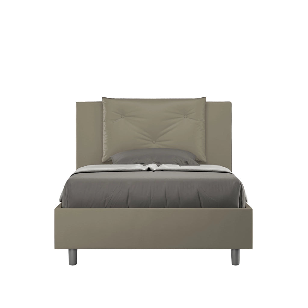 BS COM Letto una piazza e mezza con rete imbottito 120x200 similpelle cappuccino