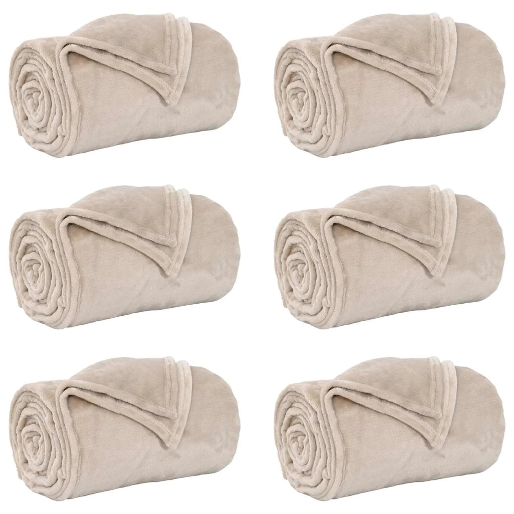 Coperte da Pile 6 pcs Beige 150 x 200 cm Panno 42016790
