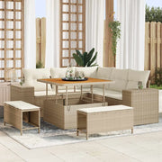 Set Divano da Giardino con cuscino 8 pcs Beige polyrattan