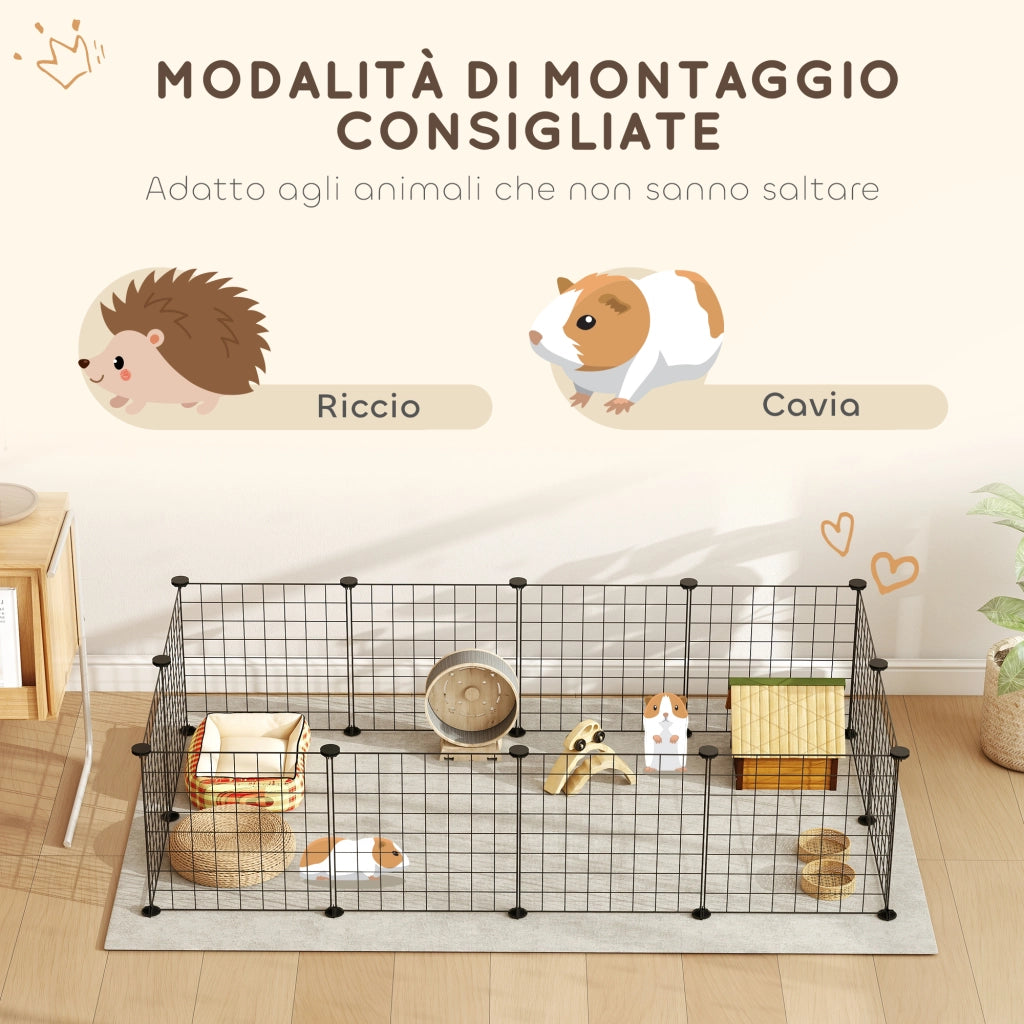 Recinto per Animali Modulabile con Pannelli ¨C Minimal ¨C Nero 106x73x36 cm