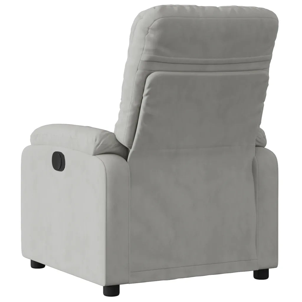 Poltrona | Sedia Relax Reclinabile Grigio Chiaro in Tessuto di Microfibra