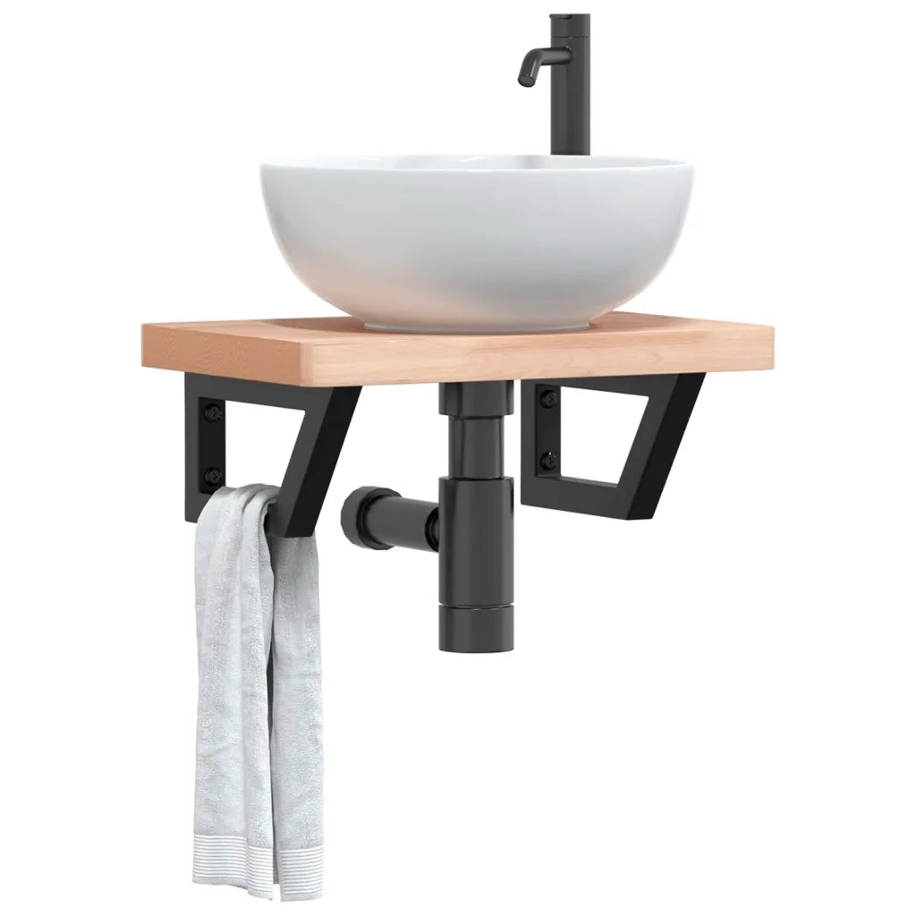 Reggimensole per Lavabo 2 pz Nere Trapezio in Acciaio 4007283