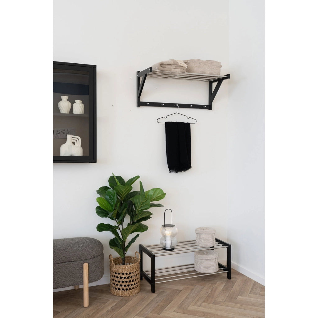 Scarpiera Padova, Nero, Legno, 78x34x32 cm