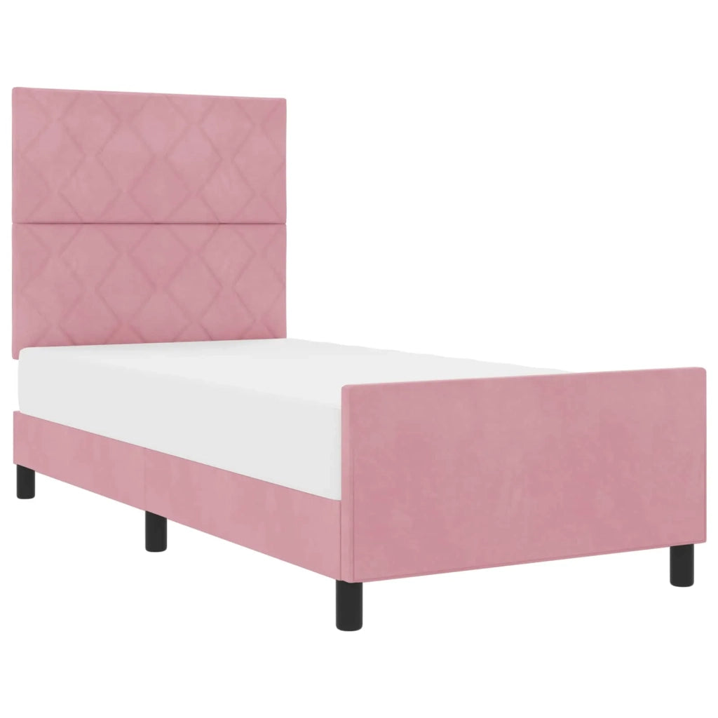 Letto a molle con testiera Rosa 90 x 200 cm Velluto