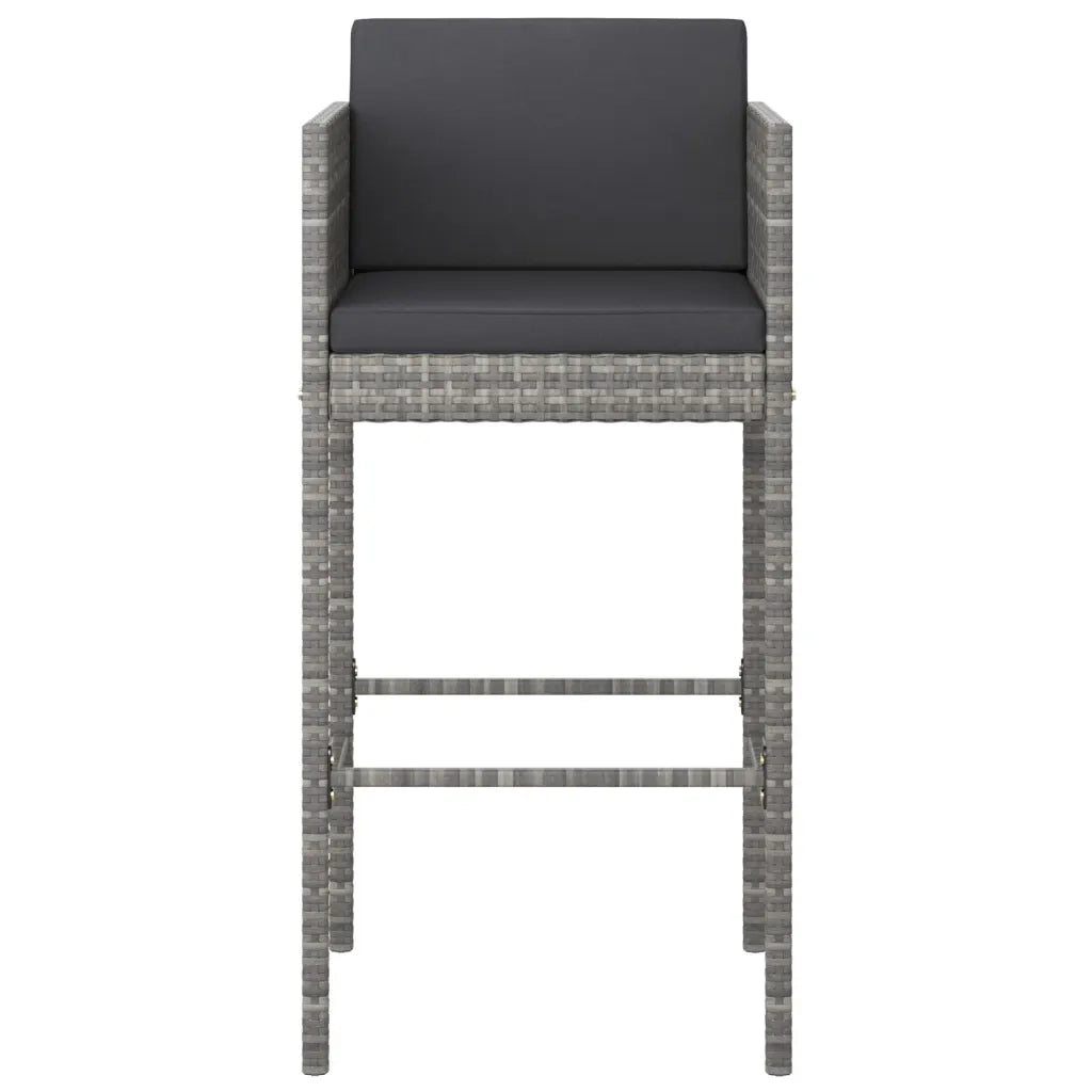 Set da Bar da Giardino 5 pz con Cuscini in Polyrattan Grigio 3094791