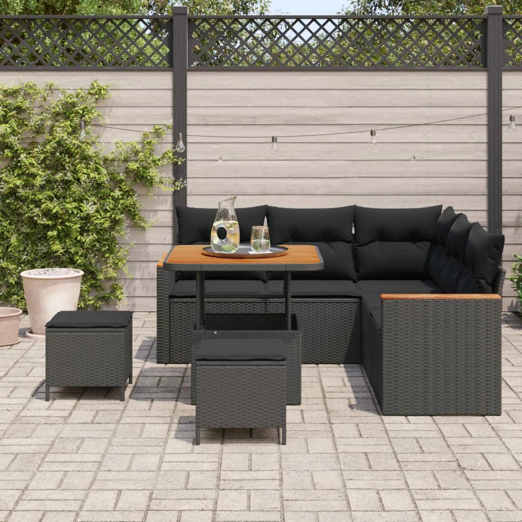 Set Divano da Giardino 8 pcs Nero polyrattan 3363039