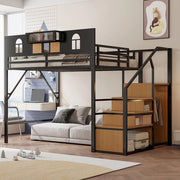 Letto a soppalco - Xylo - 140x200 cm nero con scrivania