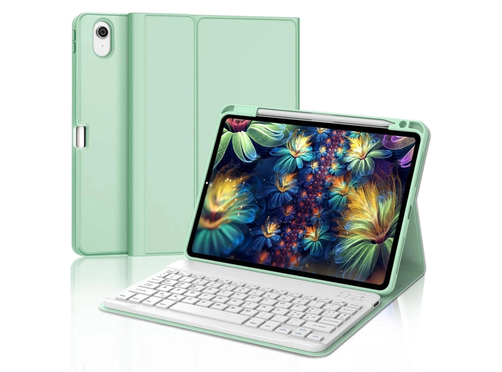 Custodia con Tastiera per iPad Air 11 Pollici M3 2025 e M2 2024 Bluetooth Rimovibile Layout Italiano per iPad Air 6 Generazione Verde Chiaro