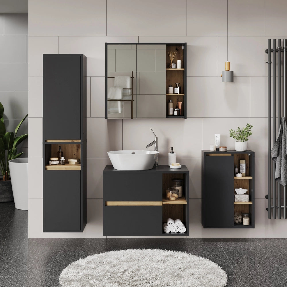 Vicco Mobiletto midi Grigio/Artisan 50 x 86 cm con ripiani aperti
