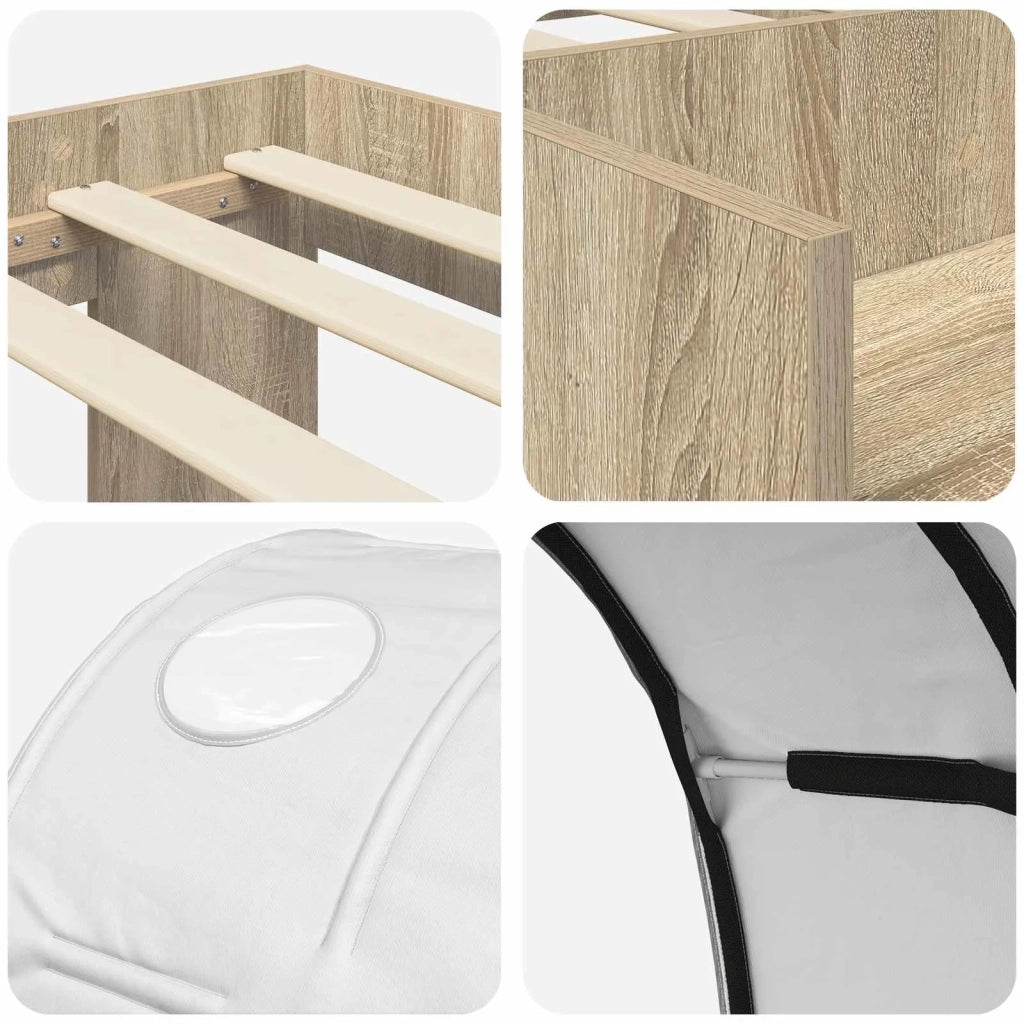 Letto alto per bambini con storage 3 pz Rovere Sonoma e bianco 3423605