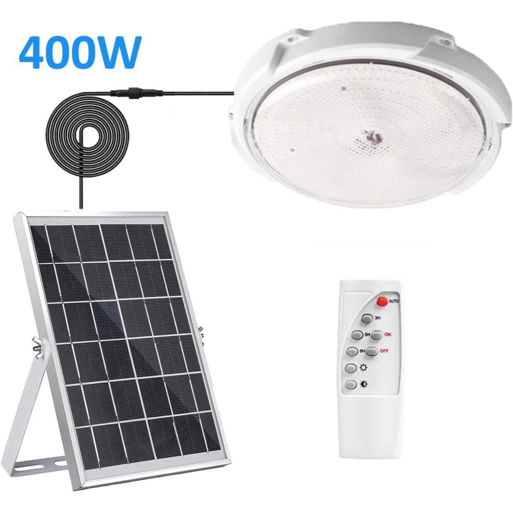 Trade Shop - Plafoniera Faro Led Pannello Solare 400 W Con Sensore Crepuscolare Ip65 Esterno -