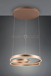 MARNIE SOSPENSIONE LED 68W 8000lm, 3000K  METALLO CAFFE' A SPIRALE DIMMERABILE CON INTERRUTTORE D. 65CM