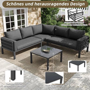 Set di panche da giardino - Vetro resistente - 5 persone - Cuscini - Cuscini principali