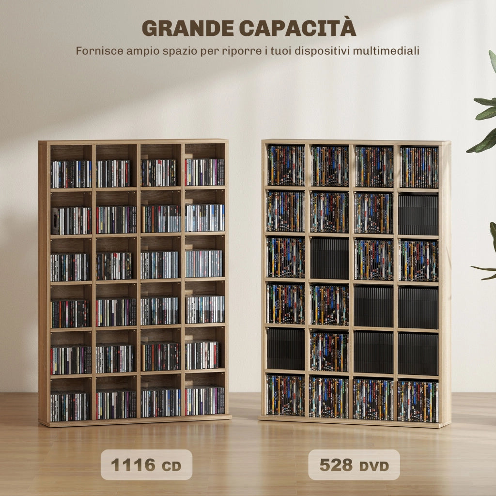 Mobile per CD e DVD con Ripiani Regolabili ¨C zephmum ¨C Legno 89x20x130.5 cm