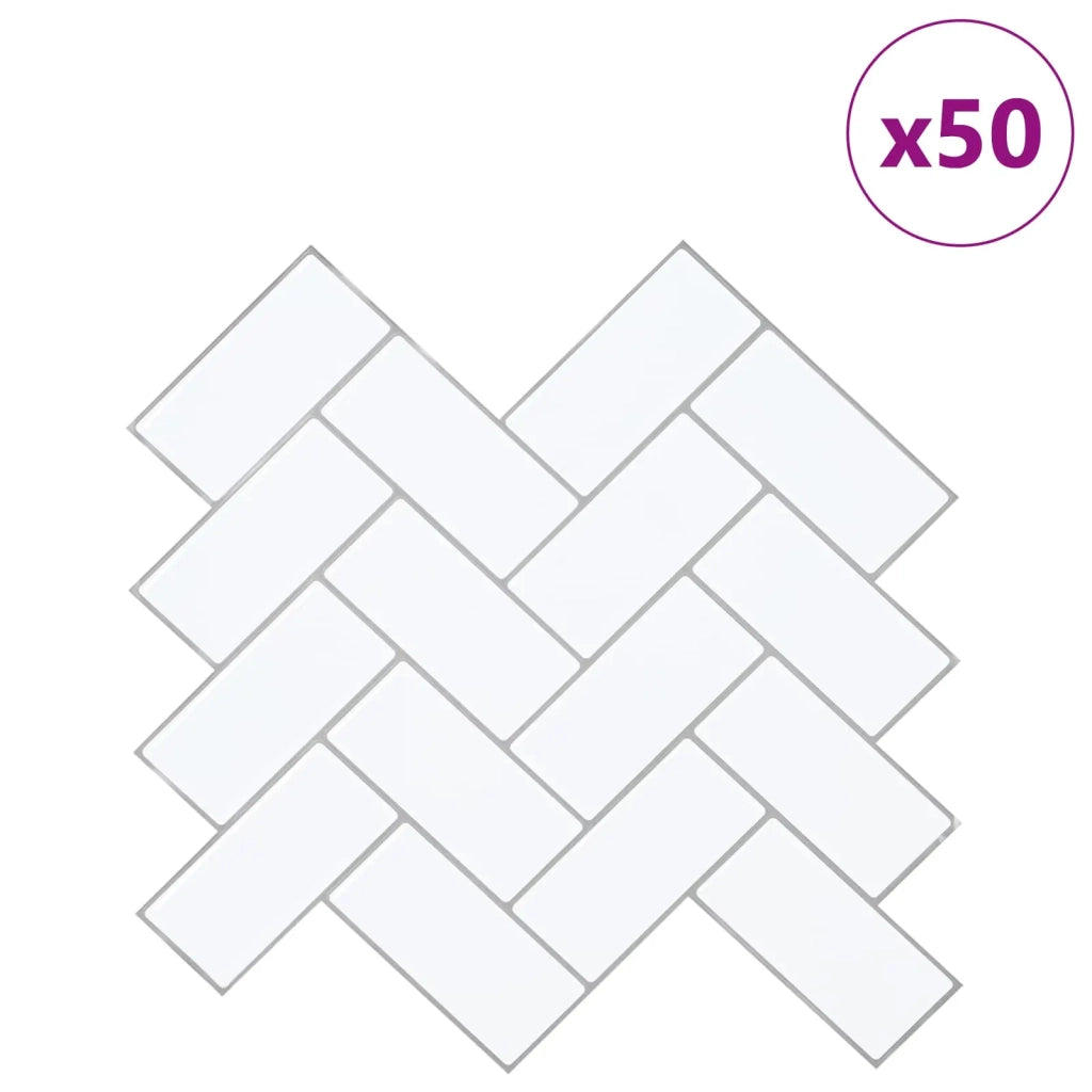 Piastrella a Spina di Pesce 50 pcs Bianco e Grigio 30 x 30 cm 42046182