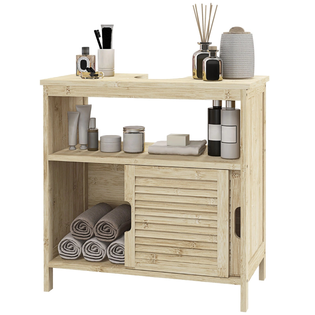 Mobile Sottolavabo in Bamb¨´ con 2 Ante ¨C Zephmum ¨C Naturale 60x30x60 cm