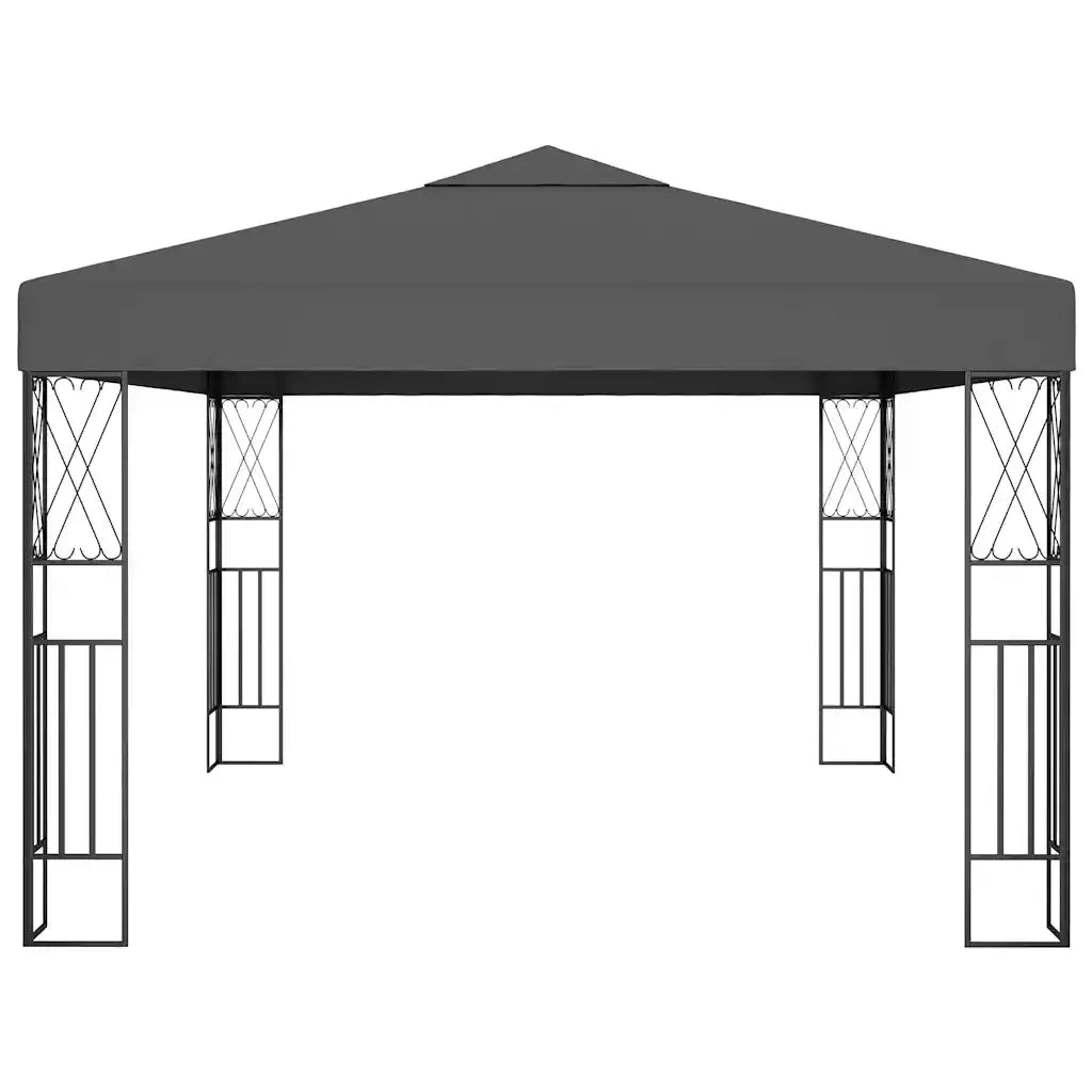 Gazebo | Pergolato con Stringa di Luci LED 3x4 m in Tessuto Antracite