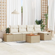 Set Divano da Giardino con cuscino 6 pcs Beige Poly Rattan