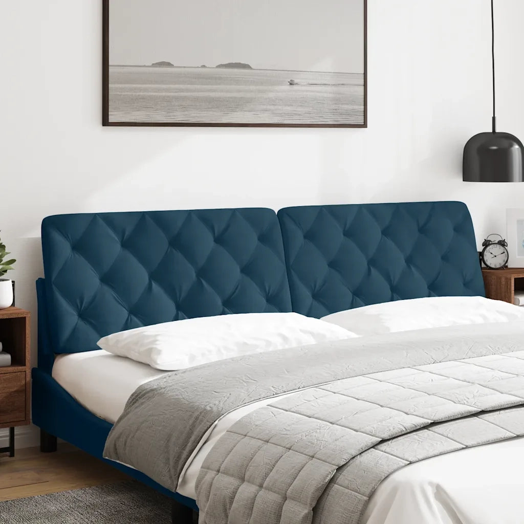 Cuscino Testiera-Cuscino per Testiera Blu 200 cm in Velluto