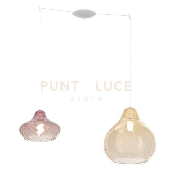 SOSPENSIONE BIANCO 2 LUCI SPOSTABILE VETRI (1 PICCOLO RU+ 1 GRANDE AM) 1191BI-S2 S MIX-AR