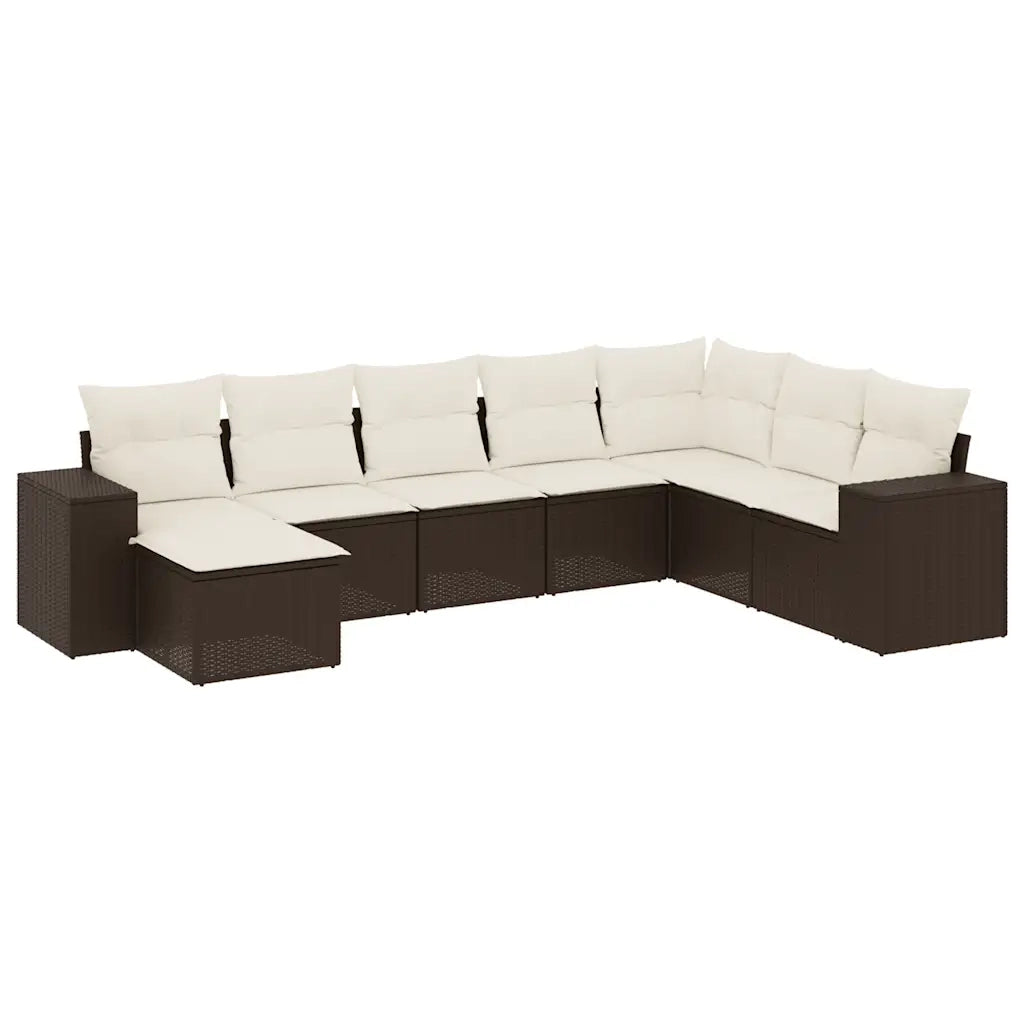 Set Divani da Giardino 8 pz con Cuscini Marrone in Polyrattan 3222962