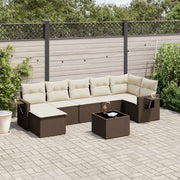 Set Divani da Giardino 8 pz con Cuscini Marrone in Polyrattan 3252830