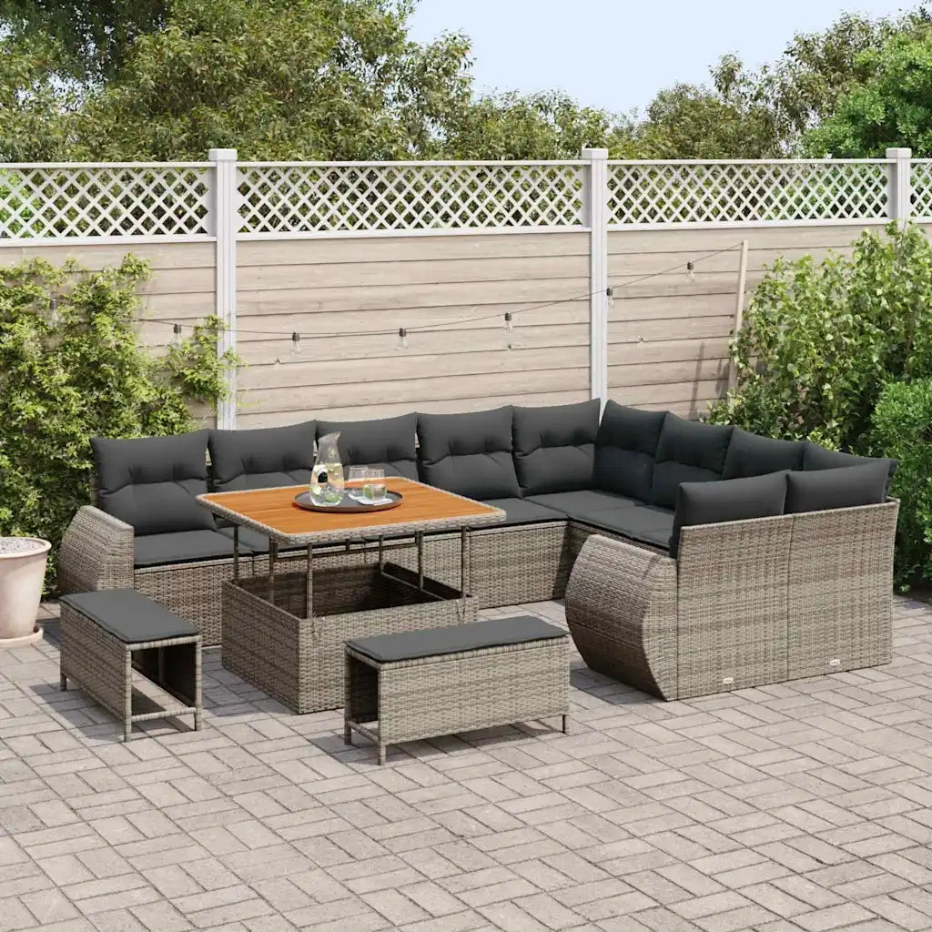 Set Divano da Giardino 12 pcs Grigio polyrattan 3361908