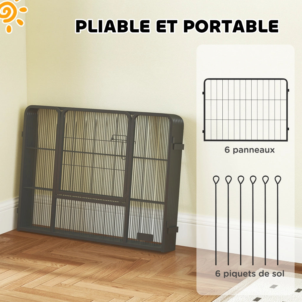 Recinto per cani 6 pannelli pieghevole ¨C Minimal ¨C grigio 80x60 cm