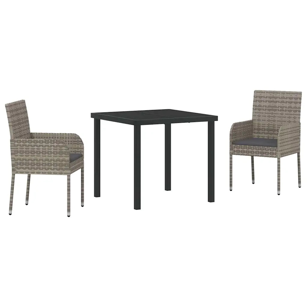 Set da Pranzo per Giardino con cuscino 3 pcs Grigio polyrattan 3380106