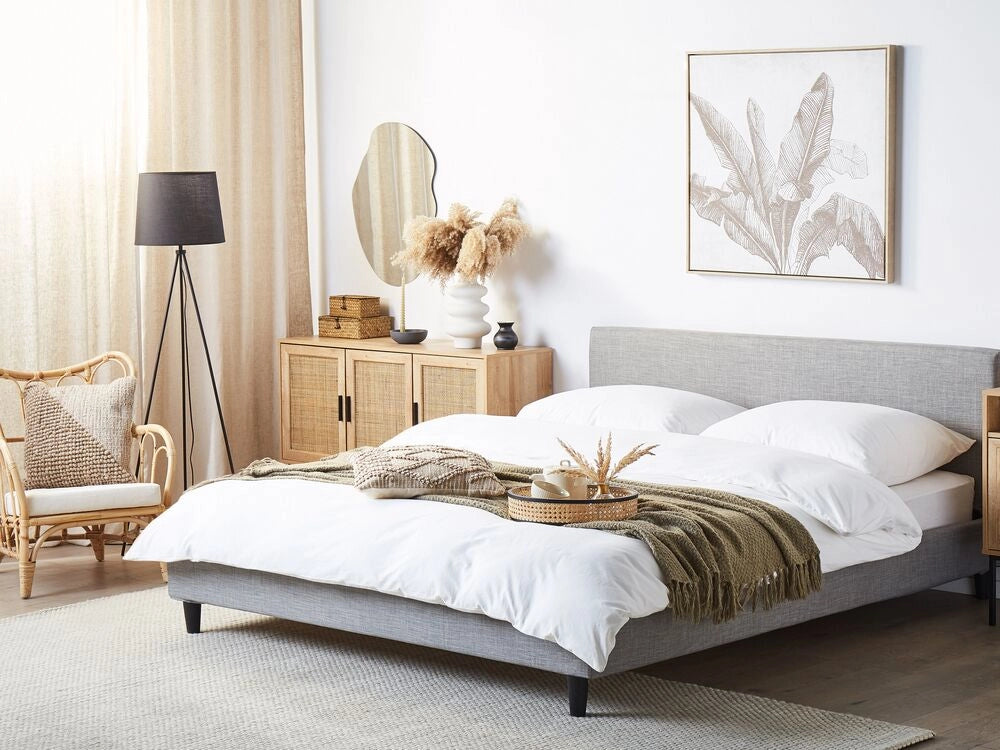 Copri Letto Tessuto Grigio Chiaro per Letto 180 x 200 cm Sfoderabile Lavabile