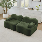 Divano Modulare 2 Posti Boneless ¨C MINIMAL ¨C Tessuto Verde, Cuscini Morbidi, Braccioli Mobili