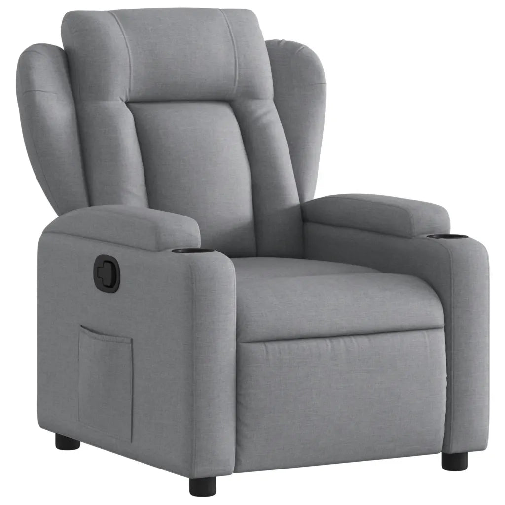 Poltrona | Sedia Relax reclinabile in tessuto grigio chiaro