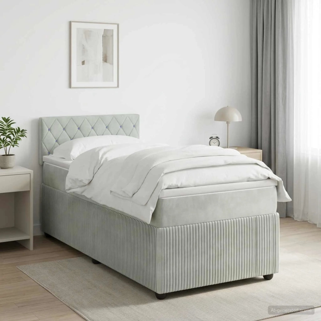Letto box spring con materasso Grigio Chiaro 100 x 200 cm 3451613