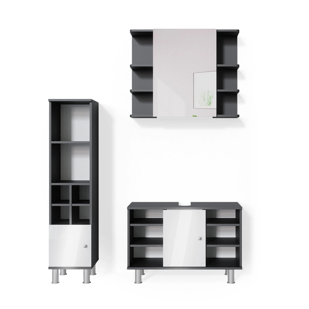 Vicco Set mobili bagno Antracite 3 parti