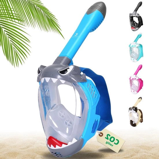 Snorkelmasker per inalazione di CO2 sicuro per bambini a partire dai 3 anni | testato* in conformità di norme severe | maschera per snorkeling per bambini - Maschera per snorkeling per bambini con protezione facciale